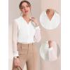 imageAllegra K Office Blouse for Womens Point Collar V Neck Button Down Mesh Sleeve Work ShirtWhite