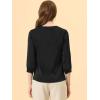 imageAllegra K Womens Casual Dressy Office Blouses 34 Sleeve V Neck Satin ShirtBlack