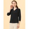imageAllegra K Womens Casual Dressy Office Blouses 34 Sleeve V Neck Satin ShirtBlack