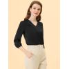 imageAllegra K Womens Casual Dressy Office Blouses 34 Sleeve V Neck Satin ShirtBlack