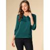 imageAllegra K Womens Casual Dressy Office Blouses 34 Sleeve V Neck Satin ShirtBlue Green