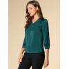 imageAllegra K Womens Casual Dressy Office Blouses 34 Sleeve V Neck Satin ShirtBlue Green