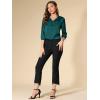 imageAllegra K Womens Casual Dressy Office Blouses 34 Sleeve V Neck Satin ShirtBlue Green