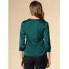 imageAllegra K Womens Casual Dressy Office Blouses 34 Sleeve V Neck Satin ShirtBlue Green