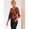 imageAllegra K Womens Casual Dressy Office Blouses 34 Sleeve V Neck Satin ShirtBrown