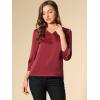 imageAllegra K Womens Casual Dressy Office Blouses 34 Sleeve V Neck Satin ShirtBurgundy