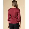 imageAllegra K Womens Casual Dressy Office Blouses 34 Sleeve V Neck Satin ShirtBurgundy