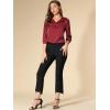 imageAllegra K Womens Casual Dressy Office Blouses 34 Sleeve V Neck Satin ShirtBurgundy