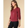 imageAllegra K Womens Casual Dressy Office Blouses 34 Sleeve V Neck Satin ShirtBurgundy