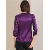 imageAllegra K Womens Casual Dressy Office Blouses 34 Sleeve V Neck Satin ShirtDark Purple