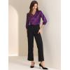 imageAllegra K Womens Casual Dressy Office Blouses 34 Sleeve V Neck Satin ShirtDark Purple