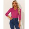 imageAllegra K Womens Casual Dressy Office Blouses 34 Sleeve V Neck Satin ShirtFushcia