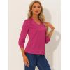 imageAllegra K Womens Casual Dressy Office Blouses 34 Sleeve V Neck Satin ShirtFushcia