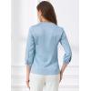 imageAllegra K Womens Casual Dressy Office Blouses 34 Sleeve V Neck Satin ShirtLight Blue