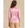 imageAllegra K Womens Casual Dressy Office Blouses 34 Sleeve V Neck Satin ShirtPink