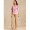 imageAllegra K Womens Casual Dressy Office Blouses 34 Sleeve V Neck Satin ShirtPink