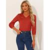 imageAllegra K Womens Casual Dressy Office Blouses 34 Sleeve V Neck Satin ShirtRed