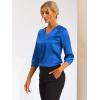 imageAllegra K Womens Casual Dressy Office Blouses 34 Sleeve V Neck Satin ShirtRoyal Blue