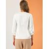 imageAllegra K Womens Casual Dressy Office Blouses 34 Sleeve V Neck Satin ShirtWhite