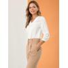 imageAllegra K Womens Casual Dressy Office Blouses 34 Sleeve V Neck Satin ShirtWhite