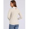 imageAllegra K Womens Contrast Collar Long Sleeves Peter Pan Collar Striped Blouse TopApricot