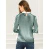 imageAllegra K Womens Contrast Collar Long Sleeves Peter Pan Collar Striped Blouse TopGreen