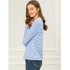 imageAllegra K Womens Contrast Collar Long Sleeves Peter Pan Collar Striped Blouse TopLight Blue