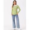 imageAllegra K Womens Contrast Collar Long Sleeves Peter Pan Collar Striped Blouse TopLight Green