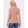 imageAllegra K Womens Contrast Collar Long Sleeves Peter Pan Collar Striped Blouse TopMulticolor