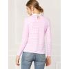 imageAllegra K Womens Contrast Collar Long Sleeves Peter Pan Collar Striped Blouse TopPink