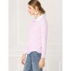 imageAllegra K Womens Contrast Collar Long Sleeves Peter Pan Collar Striped Blouse TopPink