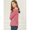 imageAllegra K Womens Contrast Collar Long Sleeves Peter Pan Collar Striped Blouse TopRed