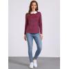 imageAllegra K Womens Contrast Collar Long Sleeves Peter Pan Collar Striped Blouse TopRed Blue