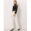 imageAllegra K Womens Floral Lace Top Turtleneck Puff Long Sleeve See Through Sheer BlouseBlack