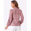 imageAllegra K Womens Floral Lace Top Turtleneck Puff Long Sleeve See Through Sheer BlouseGrey Pink