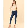 imageAllegra K Womens Floral Lace Top Turtleneck Puff Long Sleeve See Through Sheer BlouseLight Beige