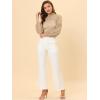 imageAllegra K Womens Floral Lace Top Turtleneck Puff Long Sleeve See Through Sheer BlouseLight Brown