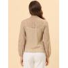 imageAllegra K Womens Floral Lace Top Turtleneck Puff Long Sleeve See Through Sheer BlouseLight Brown