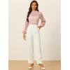 imageAllegra K Womens Floral Lace Top Turtleneck Puff Long Sleeve See Through Sheer BlousePink