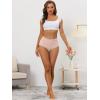 imageAllegra K Womens High Waist Underwear Tummy Control Comfortable Lace Trim Ribbed PantiesBeige Pink