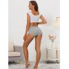 imageAllegra K Womens High Waist Underwear Tummy Control Comfortable Lace Trim Ribbed PantiesGray
