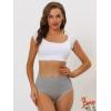 imageAllegra K Womens High Waist Underwear Tummy Control Comfortable Lace Trim Ribbed PantiesGray
