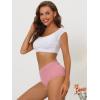 imageAllegra K Womens High Waist Underwear Tummy Control Comfortable Lace Trim Ribbed PantiesPink