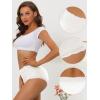 imageAllegra K Womens High Waist Underwear Tummy Control Comfortable Lace Trim Ribbed PantiesWhite
