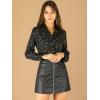 imageAllegra K Womens Metallic Patterned Blouse V Neck Long Sleeve Gilding Sparkly Dots Star TopBlack