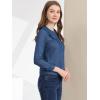 imageAllegra K Womens Peter Pan Collar Ruffled Button Down Denim ShirtBlue