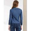 imageAllegra K Womens Peter Pan Collar Ruffled Button Down Denim ShirtBlue