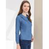 imageAllegra K Womens Peter Pan Collar Ruffled Button Down Denim ShirtLight Blue