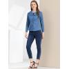 imageAllegra K Womens Peter Pan Collar Ruffled Button Down Denim ShirtLight Blue