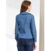 imageAllegra K Womens Peter Pan Collar Ruffled Button Down Denim ShirtLight Blue